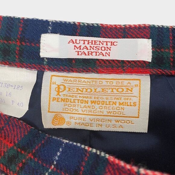 Vintage Pendleton Authentic Manson Tartan Wool Skirt size tag states a 16 (see m - Picture 5 of 5